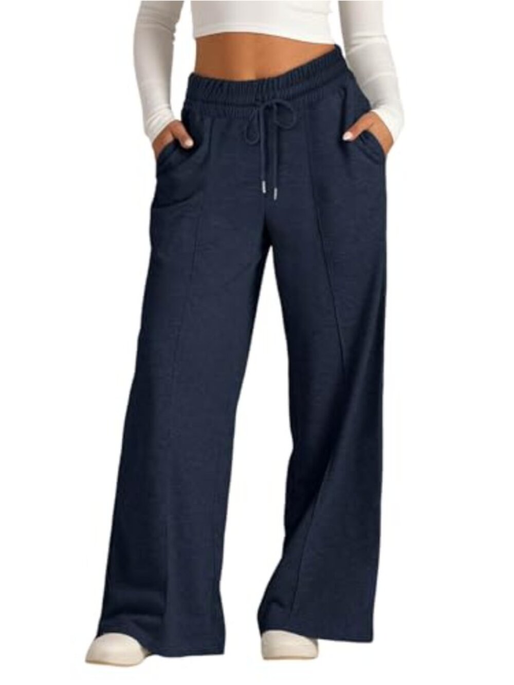 Women's Wide Leg Sweatpants Elastic Waist Drawstring Stretch Lounge Jogger Pants